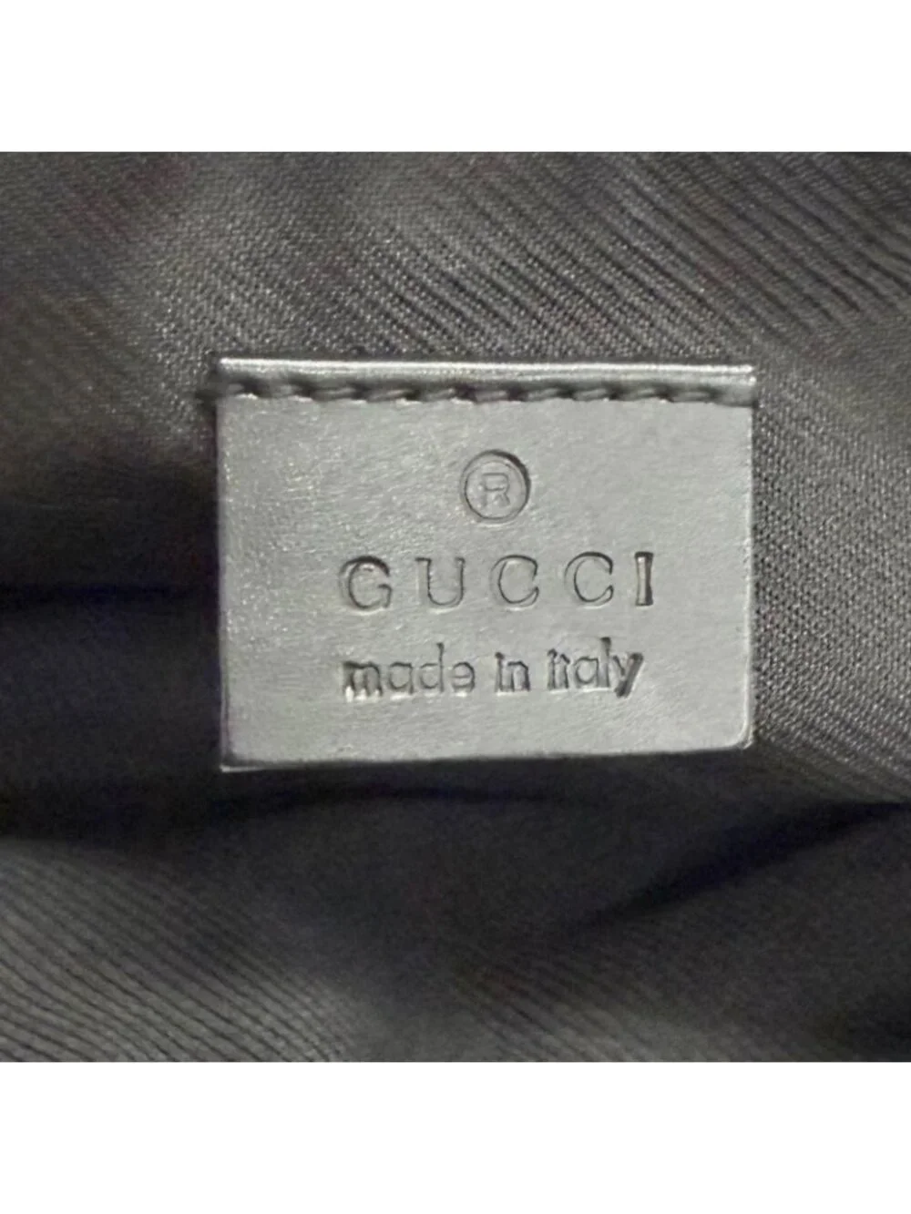Gucci Vintage GG Canvas Leather Logo Plate Pouch Handbag Black